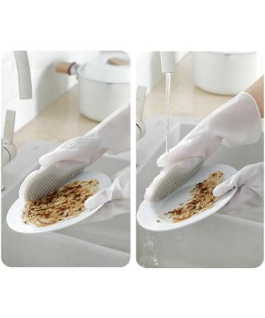 2024 New Silicone Dishwashing Gloves Waterproof Household Dishwashing Cleaning Rubber Gloves Warm Insulation Reusable Pink - Buy Online on GoSupps.com