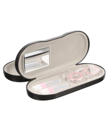 LALAFINA 1 set double-layered glasses case schnapps glasses Outdoor glasses contact lens container double-sided glasses case contact lenses Storage box Double glasses case double layer pink 16x7x5.5cm