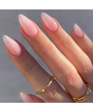 Justotry 24-Piece Almond Press-On Nails - Glossy Pink & Nude French Artificial Nails for Women - Short Acrylic Fingernails - Buy Online on GoSupps.com