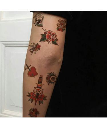 CARGEN Classic Temporary Tattoos - Vintage Old School Stickers in Various Sizes - Rose, Swallows, Butterflies, and Swords Design - 1 Count Pack - Buy Online on GoSupps.com