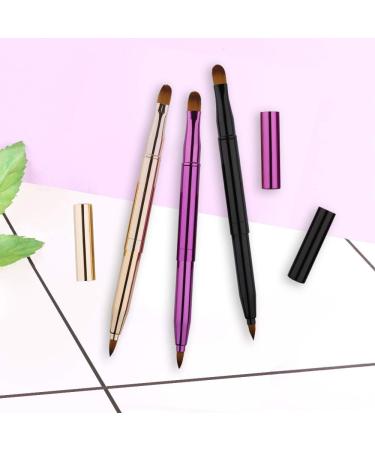3 Pieces Retractable Lip Brush Dual End Lip Concealer Brushes Lipstick Eyeshadow Foundation Makeup Brush Tool Applicators Set with Cap (Gold Black Purple) - Buy Online on GoSupps.com