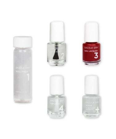 Dazzle Dry Mini Kit 4 Step System - Fast Track Cherry  a classic cherry red with blue undertones. Full coverage cream. (5 Piece Kit)