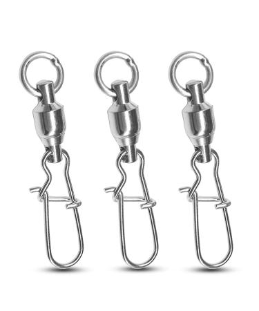Atibin High Strength Fishing Swivels Tackle Stainless Connector Fishing Snaps Swivel Steel Lock Snap Swivels Saltwater Line Lure Connector Size 0+0 (27lb) 25 pcs