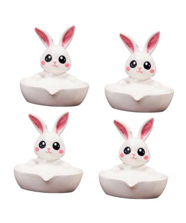Ciieeo 4pcs Ceramic Soap Dish Desk Cup Holder Jewelry Trays Soap Rack Jewelry Stand Soap Holder Keychain Holder Bathroom Accessory Rabbit Miss White Ceramics Portable Household Products
