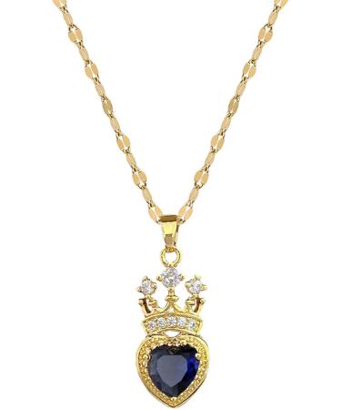 Oralgo Elegant Rhinestone Heart Choker Necklace for Women & Girls - Handmade Adjustable Blue Statement Jewelry - Buy Online on GoSupps.com