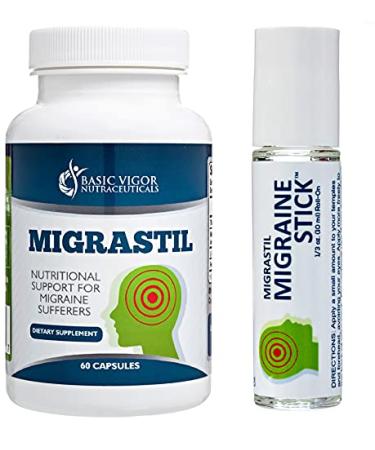 Basic Vigor Migraine Stick & Migrastil Migraine Relief Capsules Bundle