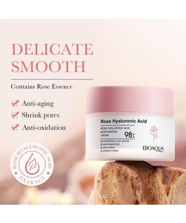 Rose Hyaluronic Acid Moisturizer Cream | Hydrating & Brightening Face Cream for Nourished Firm Skin - International Shipping Available - Buy Online on GoSupps.com