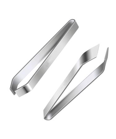 HPWFHPLF Fish Bone Tweezers 2 Pack Kitchen Tweezers Set Stainless Steel Flat and Slant Tweezers Remover Multi-Purpose Precision Hair Pliers Removal Tool (2 Silver) 2 Silver