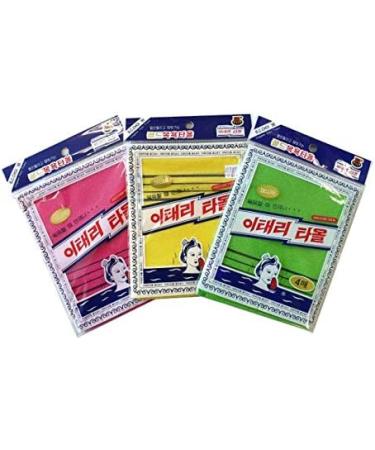 Korean Exfoliating Towel Washcloth Mitts 12pcs - GOLDSANGSA (Green4 Red4 Yellow4) | Korean Italy Towel for Skincare Exfoliation - Buy Online on GoSupps.com