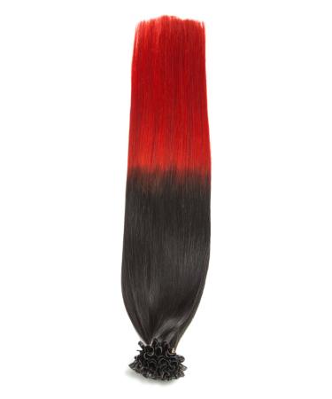 Buy 100% Remy Ombr Keratin Bonding Hair Extensions - 50x 1g 50cm U-Tip Smooth Strands in Natural Black/Red - Buy Online on GoSupps.com