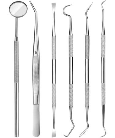 MOMOQ 6 in 1 Dental Tools Remove Plaque and Tartar Teeth Cleaning Tools Set Stainless Steel Dental Hygiene Oral Care Kit with Case - Buy Online on GoSupps.com