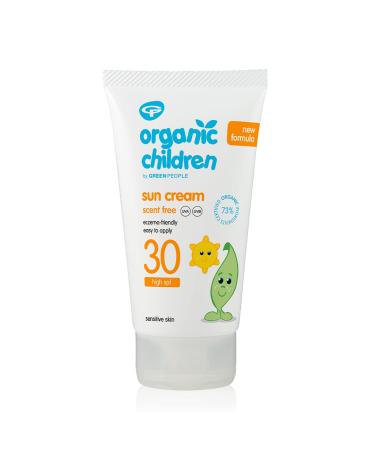 Green People Organic Children Scent Free Sun Cream SPF30 150ml | Natural Organic Sunscreen for Kids | Eczema Friendly Sensitive Skin Prickly Heat | Easy to Apply | Babies Toddlers Children 150 ml (Pack of 1)