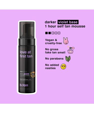 b.tan Violet Self Tanner Mousse Bundle | Love At First Tan - Best 1 Hour Express Sunless Tanning Foam Cancels Orange Tones Dark Bronzing Glow No Fake Tan Smell Face & Body 6.7 Fl Oz Pack of 2 love at first tan - 2 Pack - Buy Online on GoSupps.com