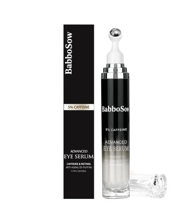 S rum pour les Yeux 20ml Rouleau Sous les Yeux Soin Contour des Yeux avec Rouleau avec Caf ine Acide Hyaluronique Niacinamide Peptides Anti Cernes Poches et Rides Noir-A