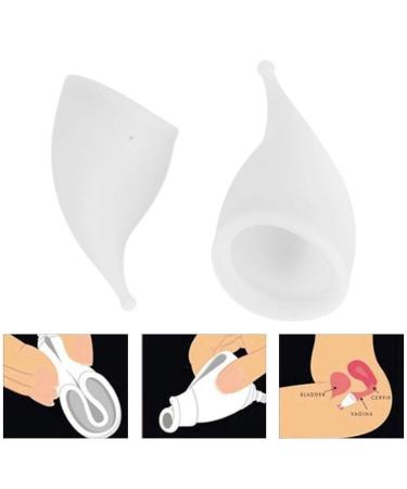 Menstruation cup reusable silicone-women-menstrual cup cup-collector-assured female period ladies hygiene cup (white large + small)