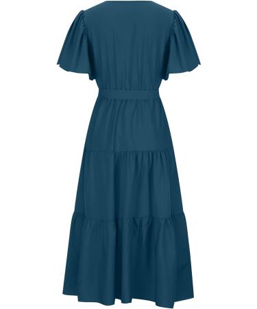 asntrgd Women's 2023 Summer Dress - V Neck Ruffle Wrap Maxi Sundress in Green XL - Buy Online on GoSupps.com