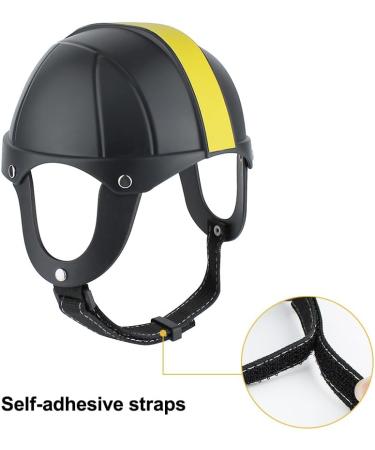 Premium Pet Motorcycle Helmet - Adjustable Dog & Cat Bike Cap with Ear Holes | Black & Yellow M - Buy Online on GoSupps.com
