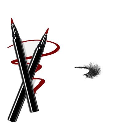 Magic Self Adhesive Eyeliner  New Eyelashes Viscosity Eye Liner Pen  Best Waterproof Paste Liqiuid Liner pencil (Red)