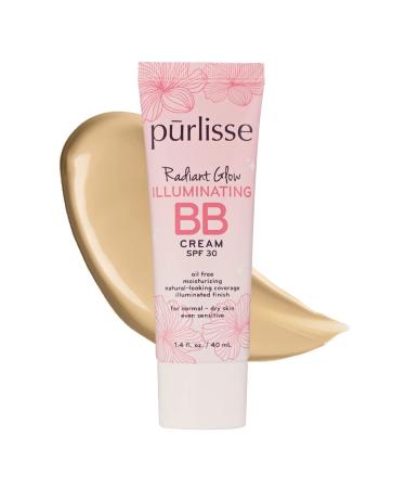 p rlisse Radiant Glow Illuminating BB Cream with SPF 30 - Glow BB Cream Enriched with Goji & Hawthorn Berry for Dewy Skin - Helps to Improve Skin Texture & Radiance - Light Medium (1.4 oz) 1.4 Ounce (Pack of 1) Light Medium