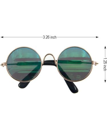 MMMiao Metal Frame Small Round Pet Sunglasses for Special Tidal Glasses for Cats or Small Dogs 1Pack (Golden+Blue) - Buy Online on GoSupps.com