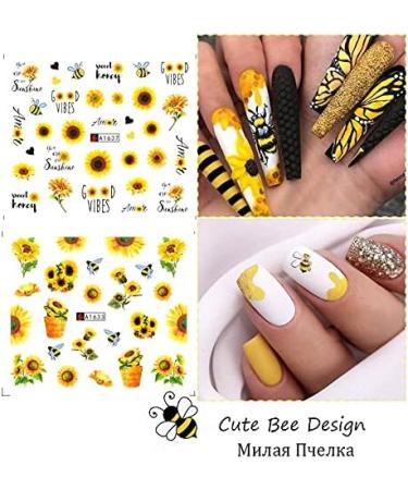 CHANGAR Sunflower Nail Stickers Floria Flower Bee Water Transfer Nail Decals Spring Summer Series Nail Decorations Manicure Tips 12 Sheets Nail Tips DIY Toenails Nail Art Decorations Accessories - Buy Online on GoSupps.com