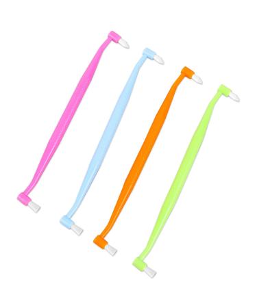 Braces Toothbrush 4 Pcs Double-Ended Orthodontic Toothbrush Interspace Brush Tuft Toothbrush Tiny Small Soft Trim Head and Flat Head End Tuft Toothbrush for Braces and Teeth Detail Cleaning