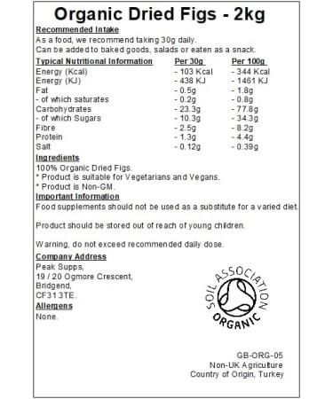 Organic Dried Figs - 2kg - Baked Goods - Whole - Vegan - Buy Online on GoSupps.com