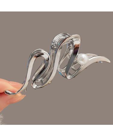 Wave Metal Hair Claw Clip - Large Silver Hair Accessory for Thick Hair - Women's Hair Clip Barrette - 1pc - Buy Online on GoSupps.com