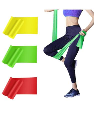 Resistance Bands Elastic Exercise Bands 3 Pack Physical Therapy Tension Band Recovery Band Workout Strength Training Bands for Women Yoga Arms Upper Body and Shoulders (Red Yellow Green)