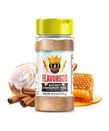Buttery Cinnamon Roll Topper Mix by Flavor God - Premium All Natural & Healthy Seasoning Spice Blend for Donuts, Pancakes, Fruit, Ice Cream & Coffee - Kosher, Low Sodium, & Dairy-Free 5.3 Ounce (Pack of 1)