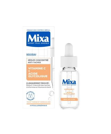 Mixa - Anti-Dark Spot Concentrated Serum - For Dull Complexions - Enriched with Vitamin C and Glycolic Acid - 30 ml