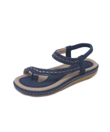 Summer Women Flat Sandals Shoes Woman Flip Flop Casual Beach Sandals Female Sandals (Color:Blue Size:7code) Blue 5code