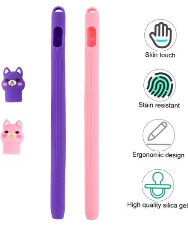 Mikikit 4-Part Pencil Case with Animal Pins - Soft Purple Sleeve & Shell Pink Holder Cute Silicone Pen Included | International Shipping - Buy Online on GoSupps.com