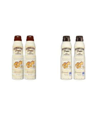 Hawaiian Tropic Weightless Hydration Clear Spray Sunscreen SPF 30 & SPF 15 Twin Packs | 6oz Each
