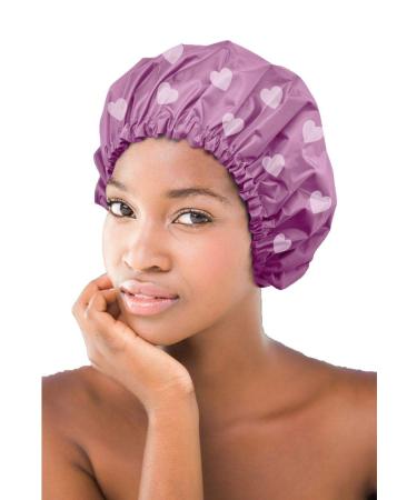 Glow by Daye Satin Lined Shower Cap - Adjustable & Waterproof with Satin Interior | Large Pink Heart - Buy Online on GoSupps.com