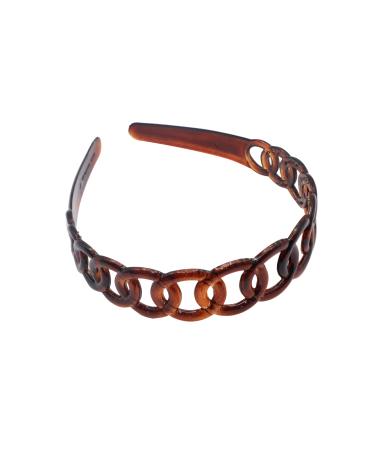 Parcelona French Round Chain Tortoise Shell Brown Celluloid Acetate Flexible No Slip Sturdy and Durable Hair Clips Hair Headband for Women and Girls  Made in France