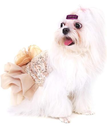 Sequin Silky Tutu Dog Dress Princess Costume - L Gold - Buy Online on GoSupps.com