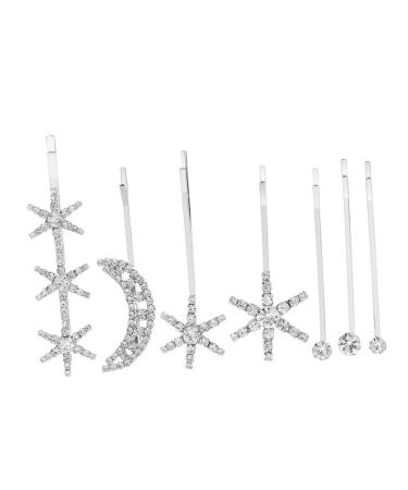minkissy Rhinestone Bobby 1 Set Fringe Bobby Pin Star Hair Accessories Wedding Hair Clip Rhinestone Hair Accessories Bling Bobby Star Hair Pin Hair Clips Girls Hair Clips Silver