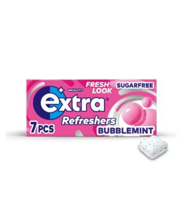 Extra Refreshers Bubblemint Sugar Free Chewing Gum Handy Box 7pcs x Case of 16 Refreshers Bubblemint Gum
