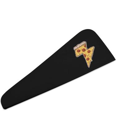 Cool Thunder Cheesy Pizza Microfiber Hair Towel Wrap for Women - Super Absorbent 10x26 Inch Hair Turban with Button - Buy Online on GoSupps.com