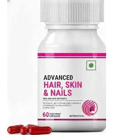 Biotin Advanced Hair Skin & Nails Supplement with Multivitamin Minerals Amino Acids for Hair Care - 60 Vegetarian Capsules