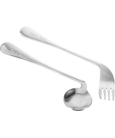 Lurrose Left-Handed Stainless Steel Cutlery Set - 5-Piece Spoon & Fork Utensils for Seniors - Ergonomic Design Perfect for Easy Dining - Buy Online on GoSupps.com
