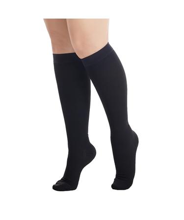 Fyearfly Medical compression stockings sports compression stockings support knee socks 23 to 32 mmHg oversize black knee -high compression stockings for varicose veins (3xl)