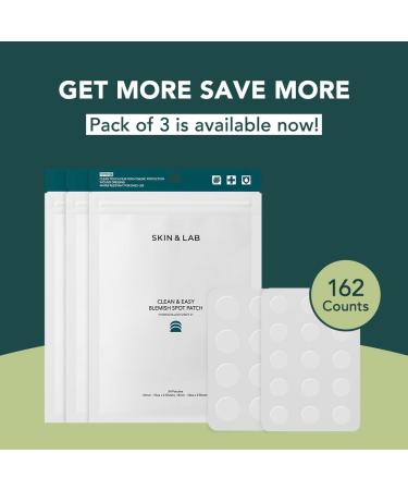 SKIN&LAB Clean & Easy Blemish Spot Patch | Korean Hydrocolloid Pimple Treatment (162 Count) | Acne Blemish Relief in 10mm & 12mm | Cruelty-Free Made in Korea - Buy Online on GoSupps.com