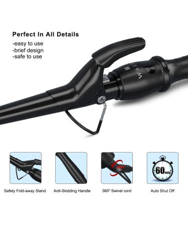 Professional Tapered Curling Iron - 1.5" Ceramic Hair Curler Fast Heat Multiple Temp Settings LED Display Auto Shut Off & 2 Clips - Shop Internationally - Buy Online on GoSupps.com