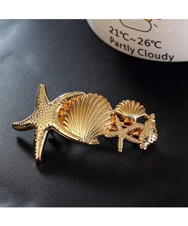 2 Pack Stylish Metal Starfish Shell Hair Clips - Gold Hair Barrettes for Women and Girls - Buy Online on GoSupps.com