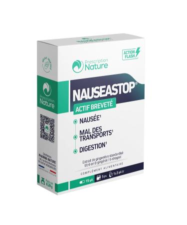 Prescription Nature - NAUSEASTOP - Compl ment Alimentaire Base de Plantes - Naus e Mal des Transports Digestion - Fabrication Fran aise - 15 G lules