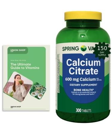 Calcium Citrate 600 mg 300 Tablets - Bone & Joint Health + Exclusive Vitamin Guide (2 Items)