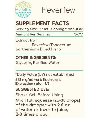 Feverfew B60 Alcohol-Free Herbal Extract Tincture | Natural Feverfew Liquid Drops (2 fl oz) - Pack of 1 - Buy Online on GoSupps.com