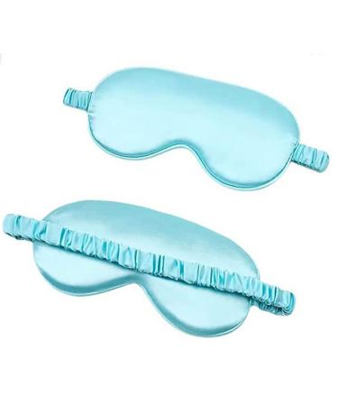 Soft Silk Sleep Eye Masks for Women Lightweight Eye Cover Eyeshade for Night Sleeping with Elastic Strap Light Blue Light Blue 1 Count (Pack of 1)
